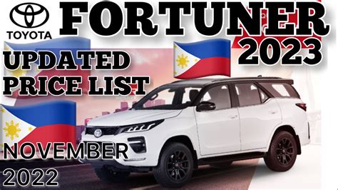 fortuner toyota philippines price list